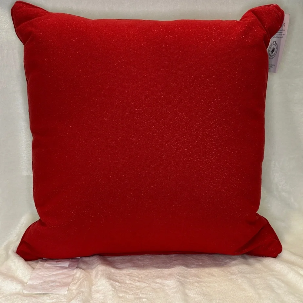 Elegant Swan Embroidered Pillow - White and Red - Picture 6 of 10